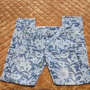 Pilcro Anthropologie Floral Straight Leg Denim Jeans Boho Chic Sz 6 27 28